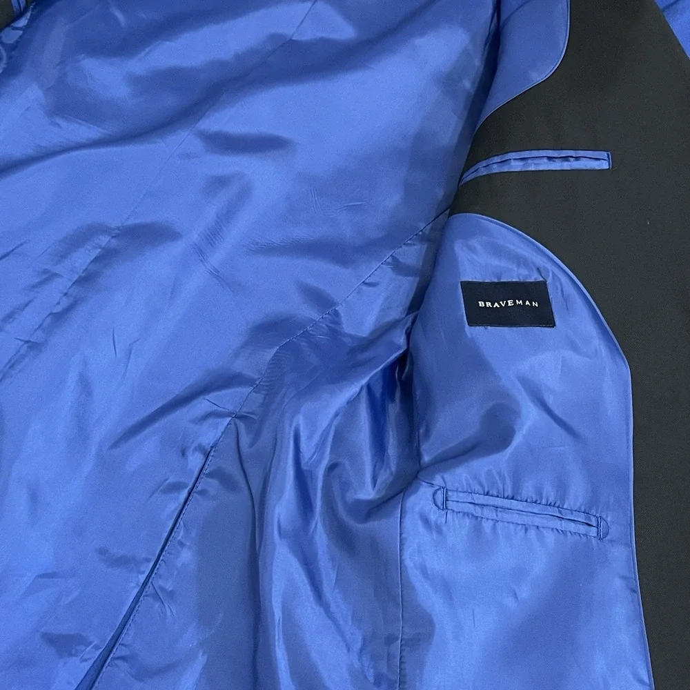Braveman Blazer Jacket Double Vent Sport Coat Blue Black Men Size 38R Pre-Owned